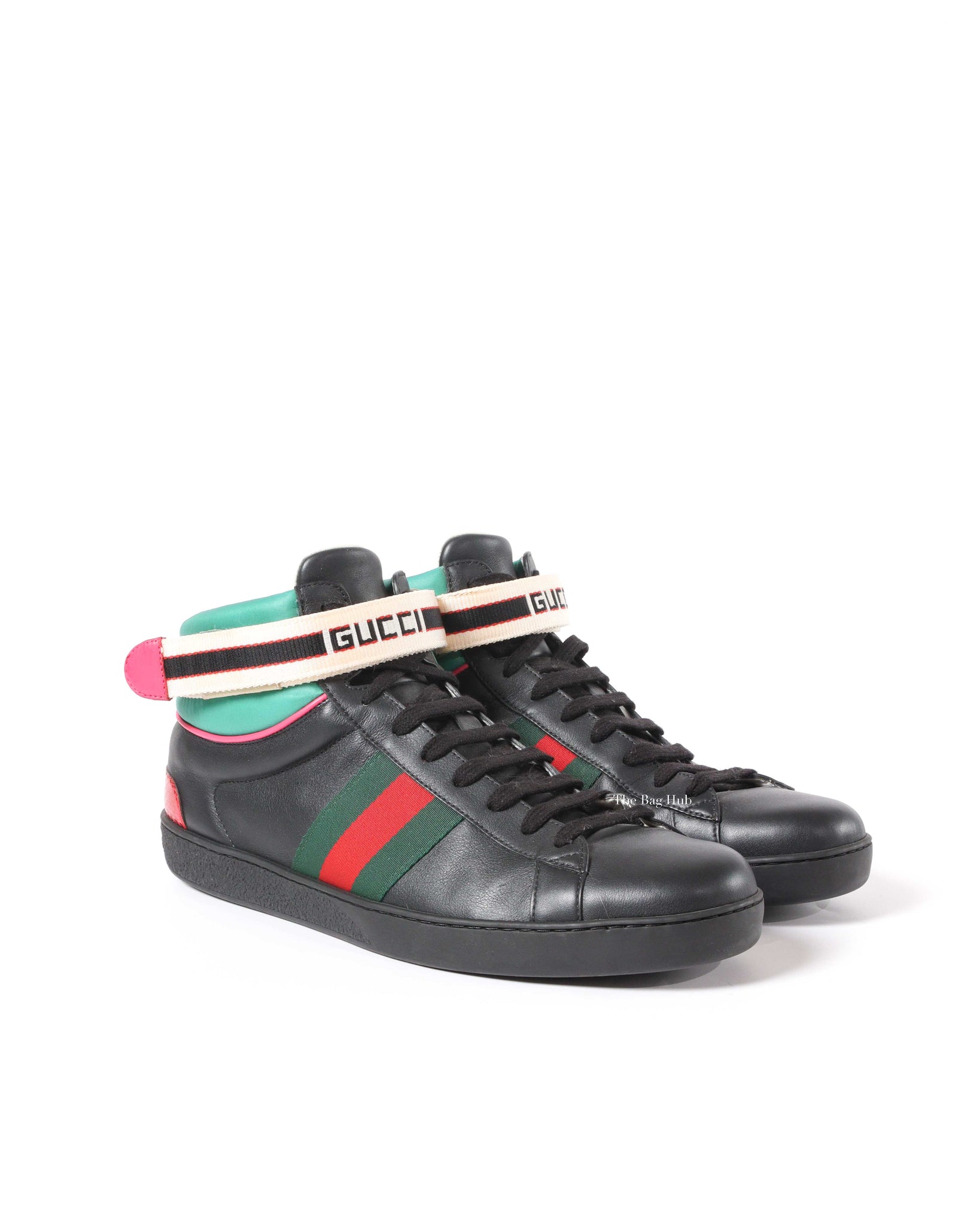 Gucci Black/Ace Web High Top Sneakers Size 10
