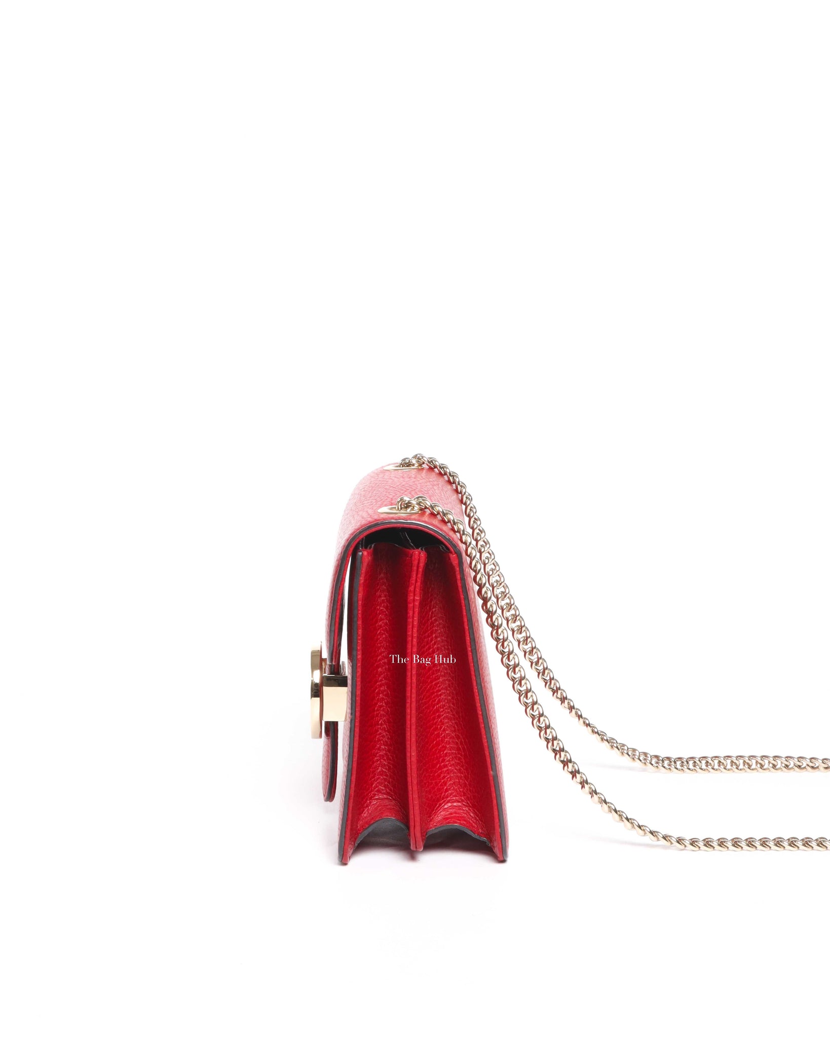 Gucci Red Leather Small Dollar Interlocking Chain Crossbody Bag-5