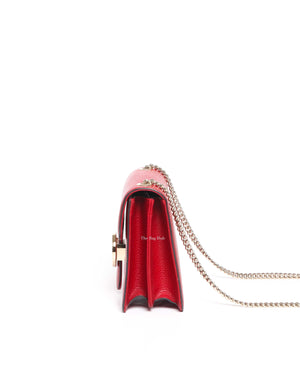 Gucci Red Leather Small Dollar Interlocking Chain Crossbody Bag-5