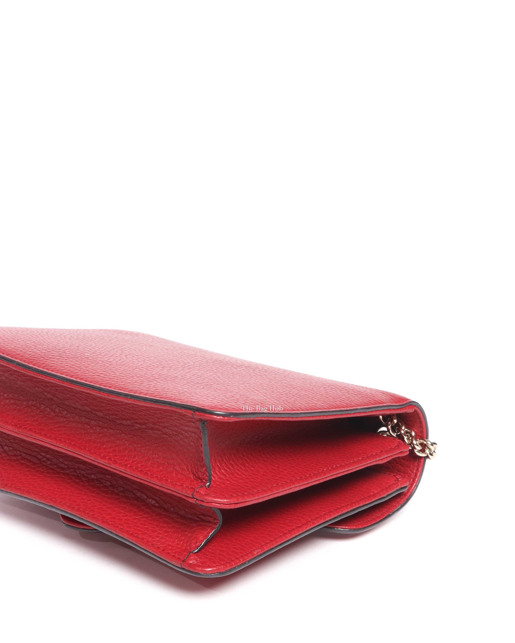 Gucci Red Leather Small Dollar Interlocking Chain Crossbody Bag-10