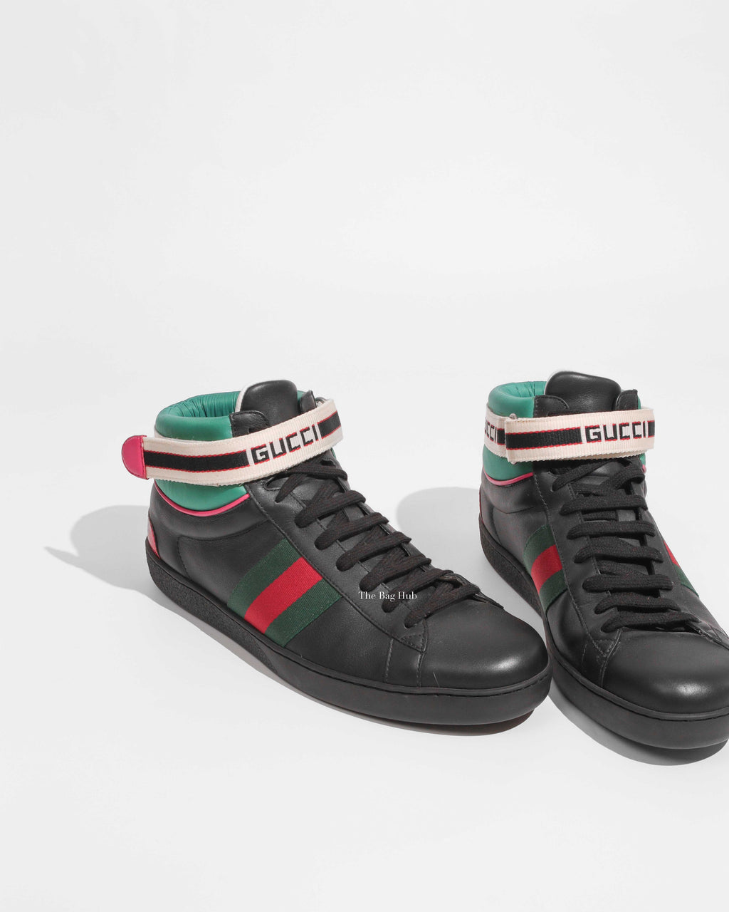Gucci Black/Ace Web High Top Sneakers Size 10