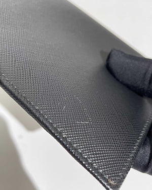 Prada Black Saffiano Passport Holder