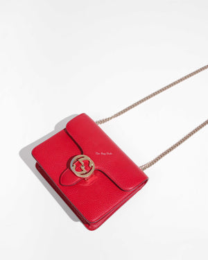 Gucci Red Leather Small Dollar Interlocking Chain Crossbody Bag-1