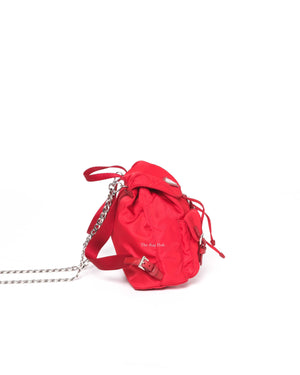 fake prada mini backpack with chain Prada Red Nylon Mini Backpack Bag | Designer Brand | Authentic Prada