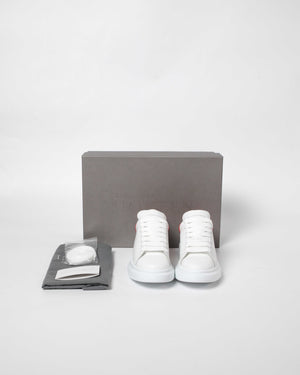 Alexander McQueen White/Lust Red Suede Heeltab Oversized Sneakers Size 38