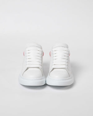 Alexander McQueen White/Lust Red Suede Heeltab Oversized Sneakers Size 38