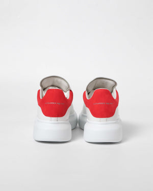 Alexander McQueen White/Lust Red Suede Heeltab Oversized Sneakers Size 38