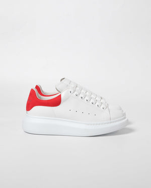Alexander McQueen White/Lust Red Suede Heeltab Oversized Sneakers Size 38