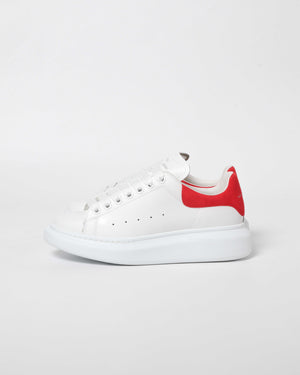Alexander McQueen White/Lust Red Suede Heeltab Oversized Sneakers Size 38