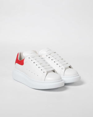 Alexander McQueen White/Lust Red Suede Heeltab Oversized Sneakers Size 38