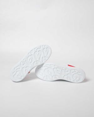 Alexander McQueen White/Lust Red Suede Heeltab Oversized Sneakers Size 38