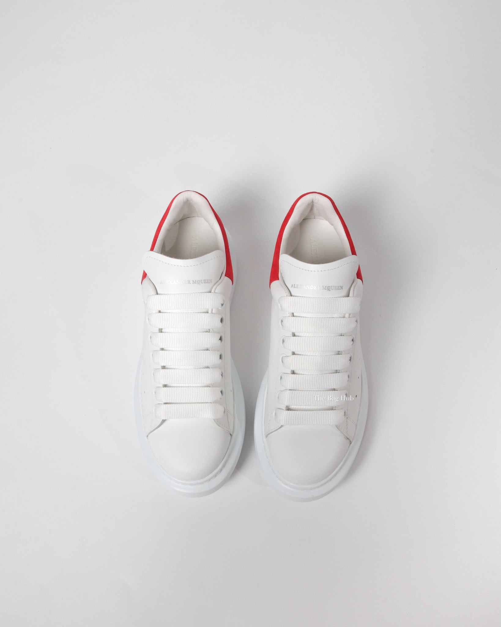 Alexander McQueen White/Lust Red Suede Heeltab Oversized Sneakers Size 38