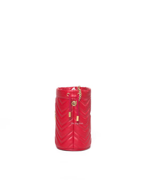 Gucci Red Leather GG Marmont Matelassè Mini Bucket Bag-5