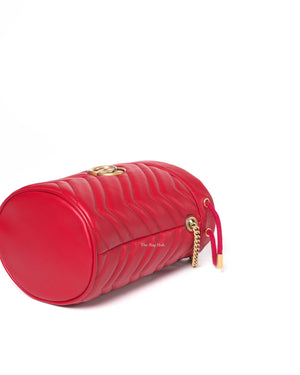 Gucci Red Leather GG Marmont Matelassè Mini Bucket Bag-8