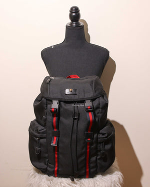 Gucci Black Nylon Techpack Animalier Web Bagpack-12