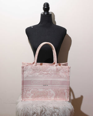 Dior Pink Toile de Jouy Medium Book Tote