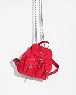 Prada Red Nylon Mini Backback Bag-1
