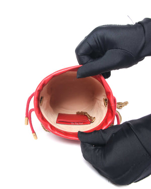 Gucci Red Leather GG Marmont Matelassè Mini Bucket Bag-9