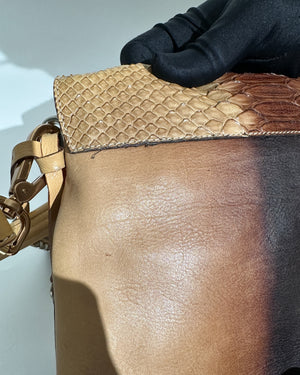 Prada Deserto Cuoio Vitello Pitone Shoulder Bag BR2470 - 20