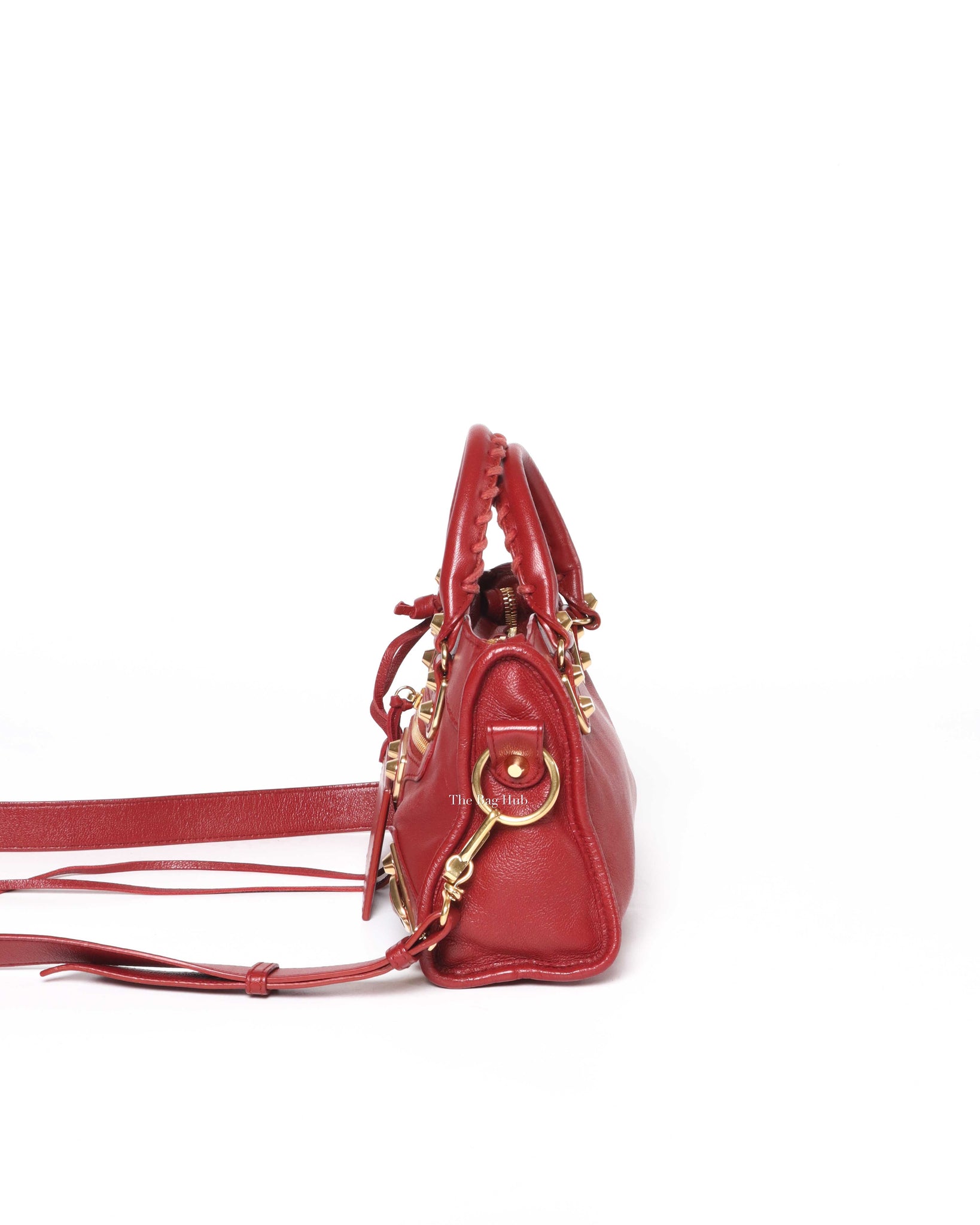 Balenciaga Red Leather Classic Metallic Edge Mini City Bag-5