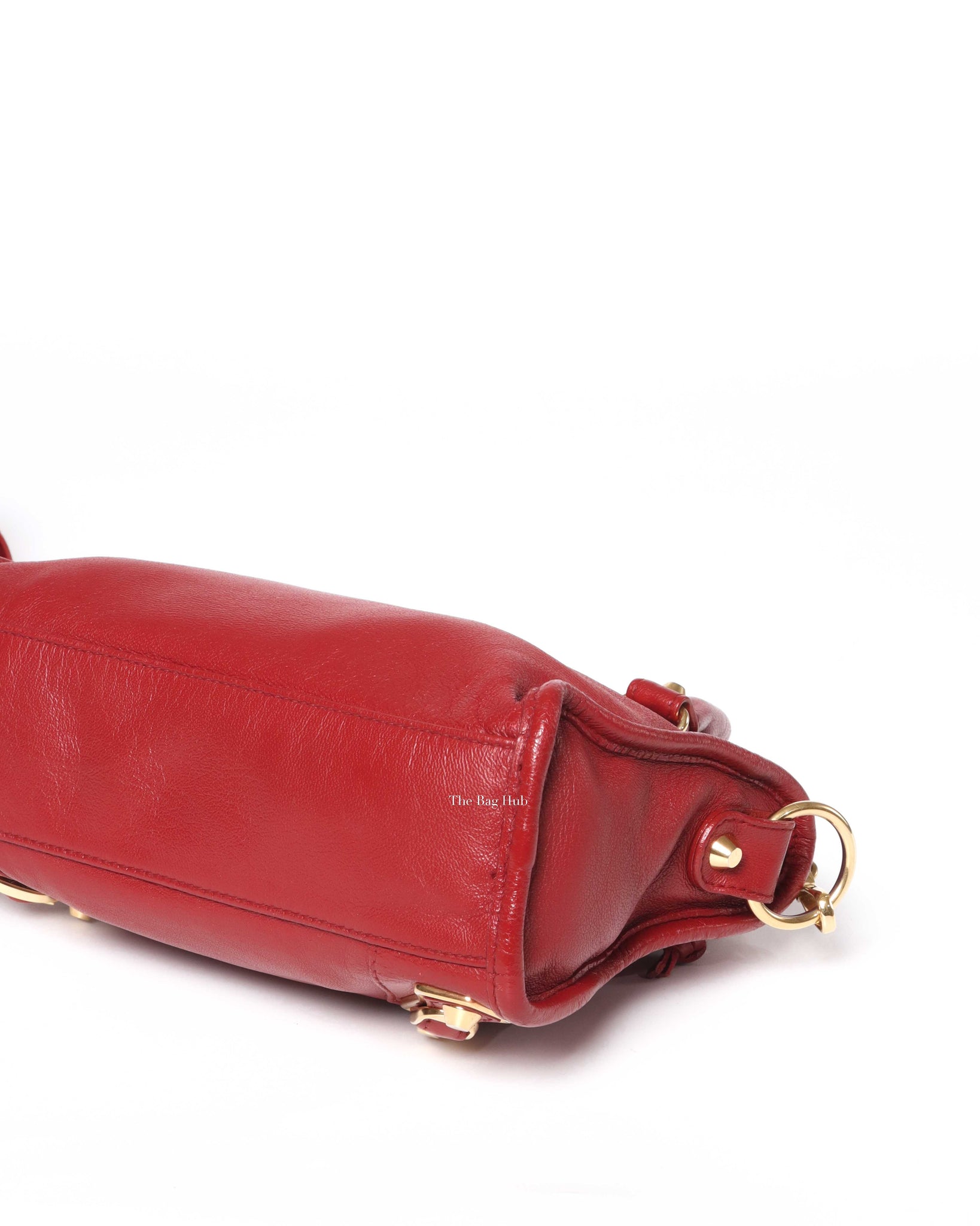 Balenciaga Red Leather Classic Metallic Edge Mini City Bag-10