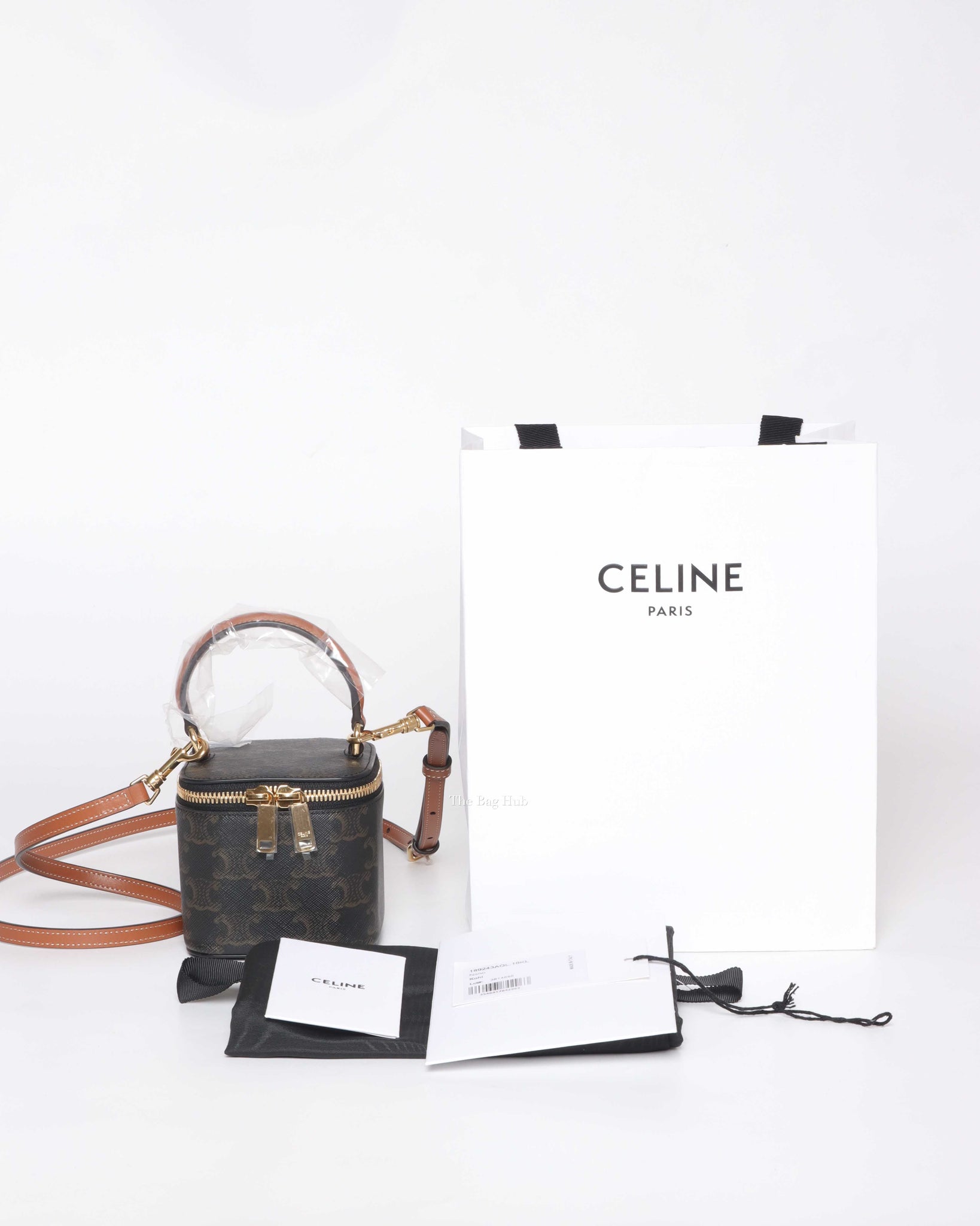 Celine Tan Canvas and Calfskin Triomphe Mini Vanity Case-13