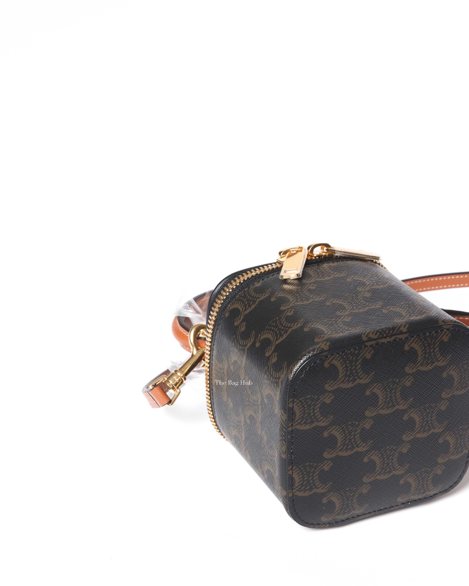Celine Tan Canvas and Calfskin Triomphe Mini Vanity Case-7