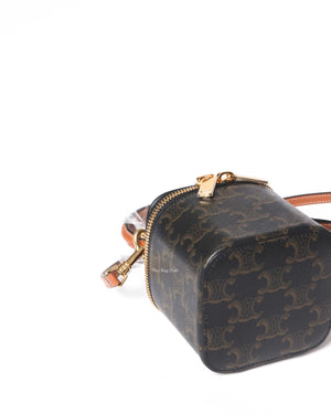 Celine Tan Canvas and Calfskin Triomphe Mini Vanity Case-7