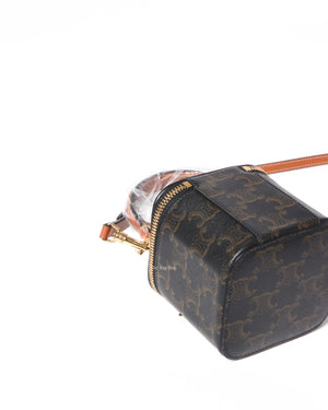 Celine Tan Canvas and Calfskin Triomphe Mini Vanity Case-9