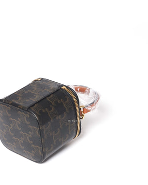 Celine Tan Canvas and Calfskin Triomphe Mini Vanity Case-10