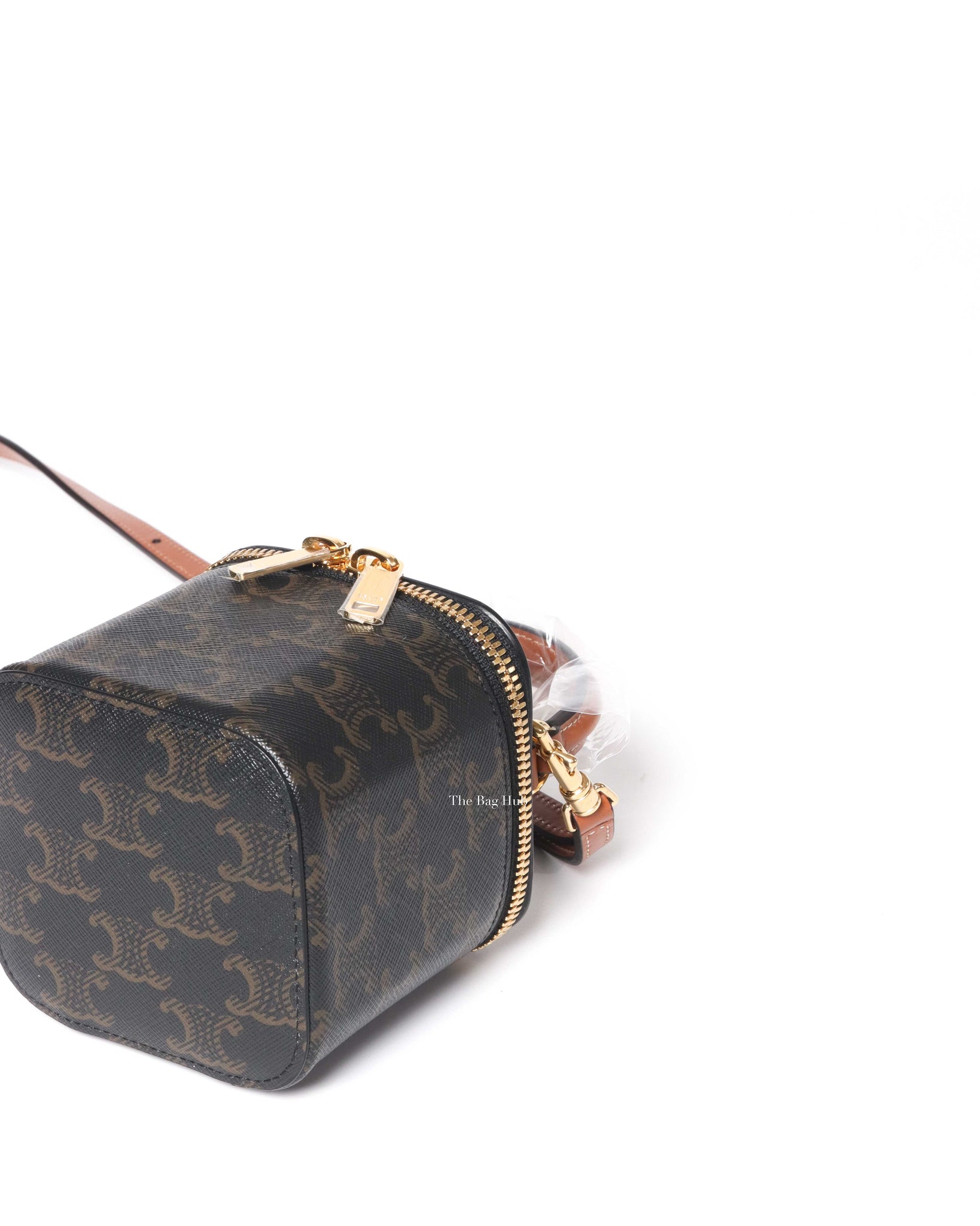 Celine Tan Canvas and Calfskin Triomphe Mini Vanity Case-8