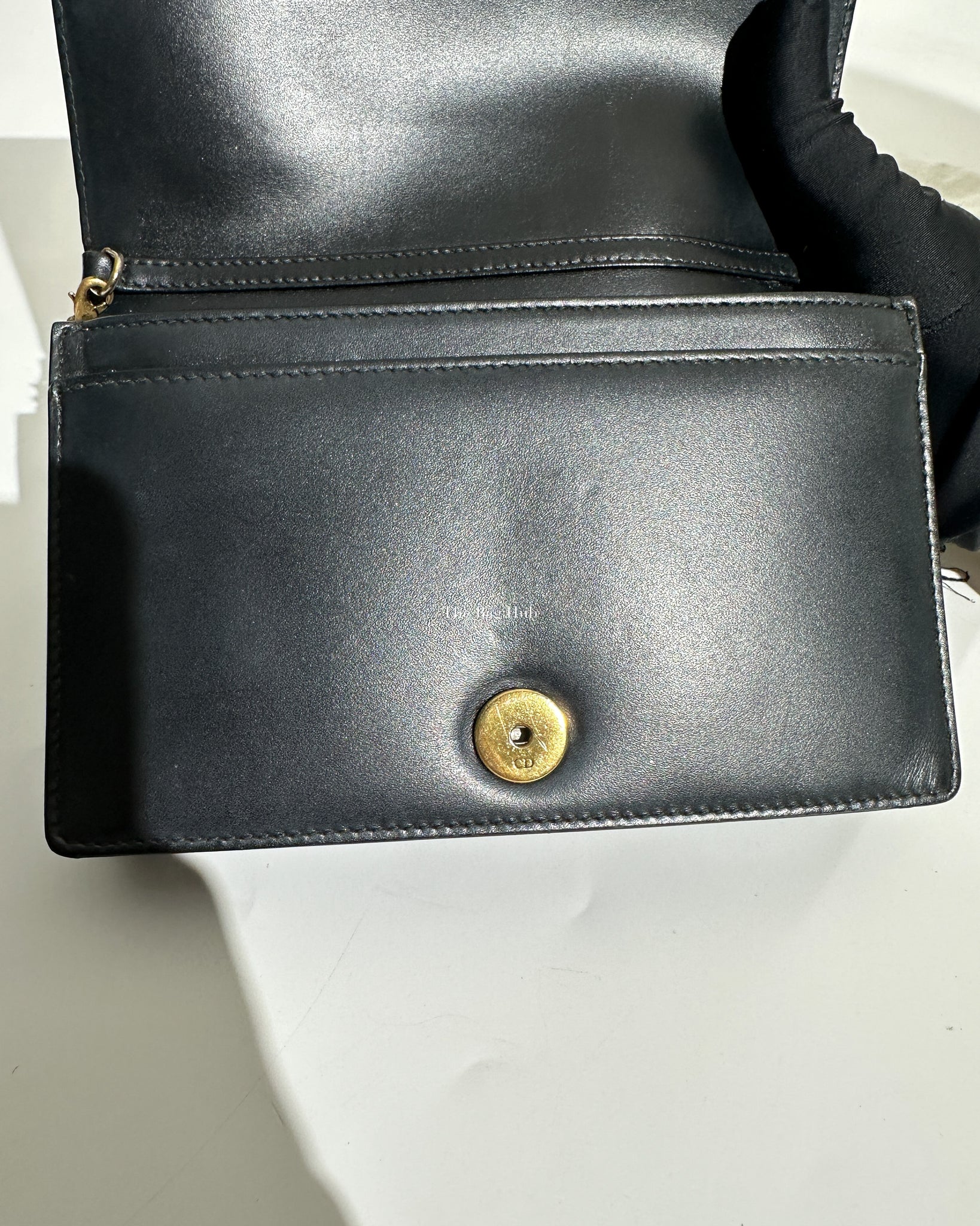 Dior Dark Grey Leather Studded Lady Dior WOC - 14