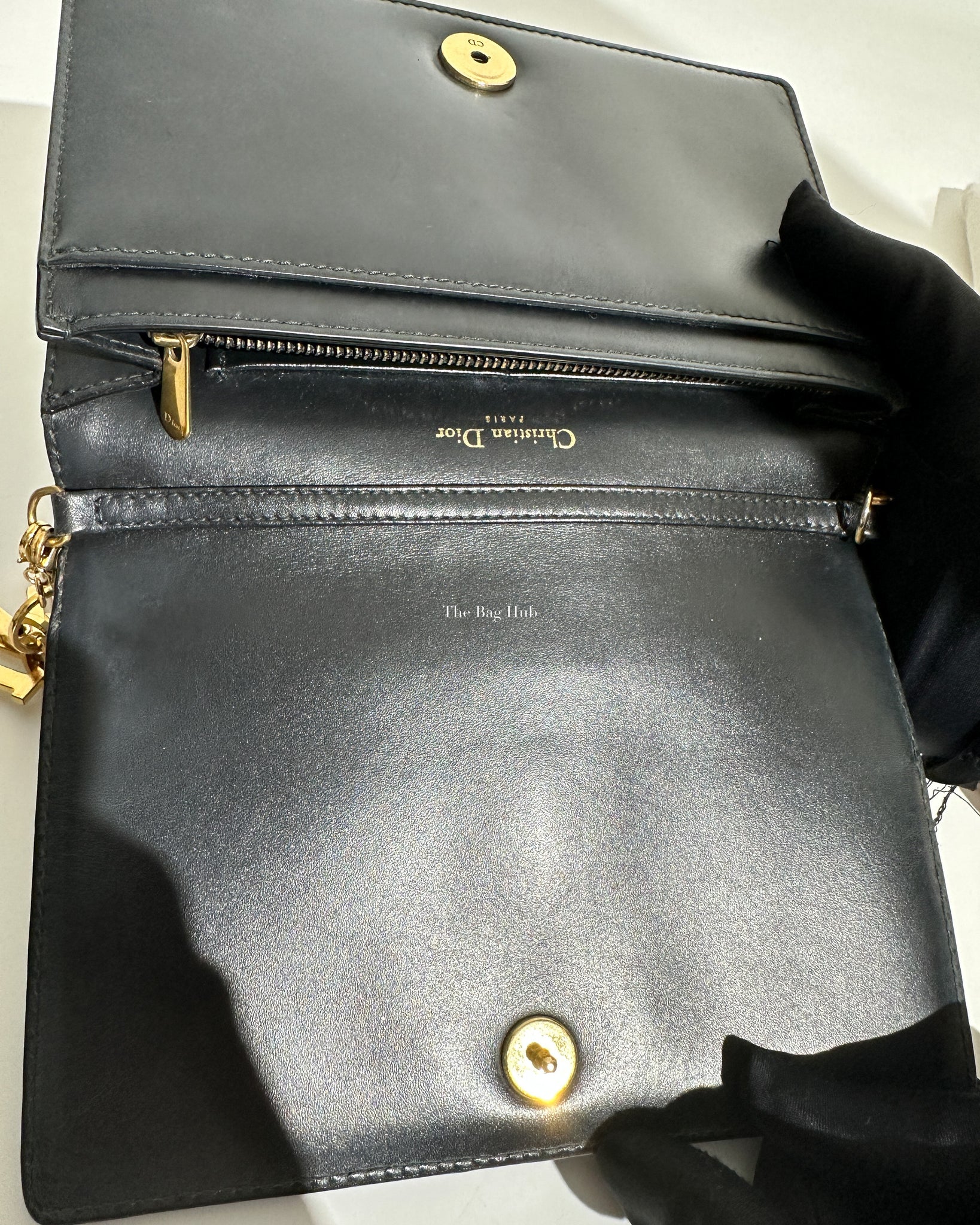 Dior Dark Grey Leather Studded Lady Dior WOC - 16