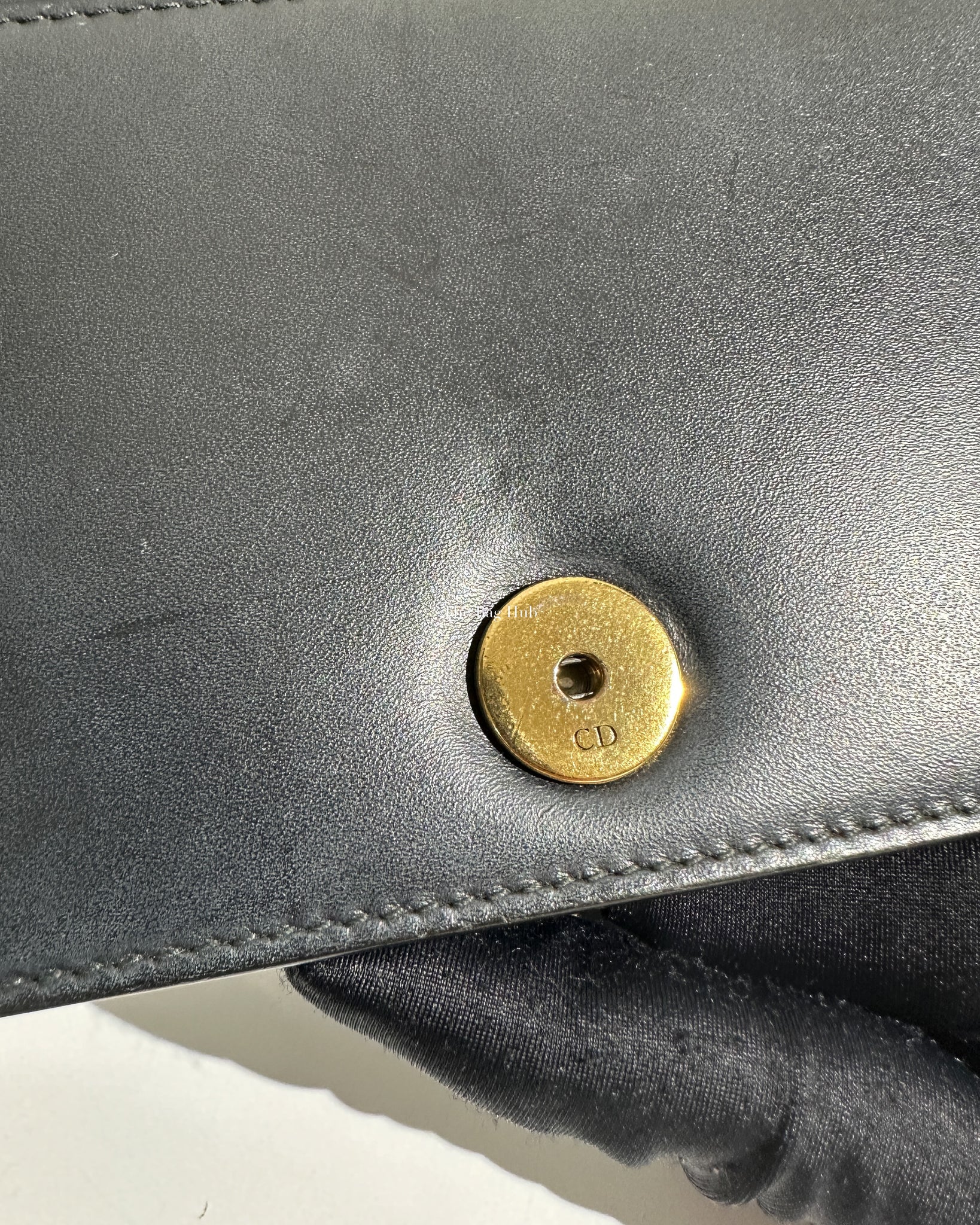Dior Dark Grey Leather Studded Lady Dior WOC - 18