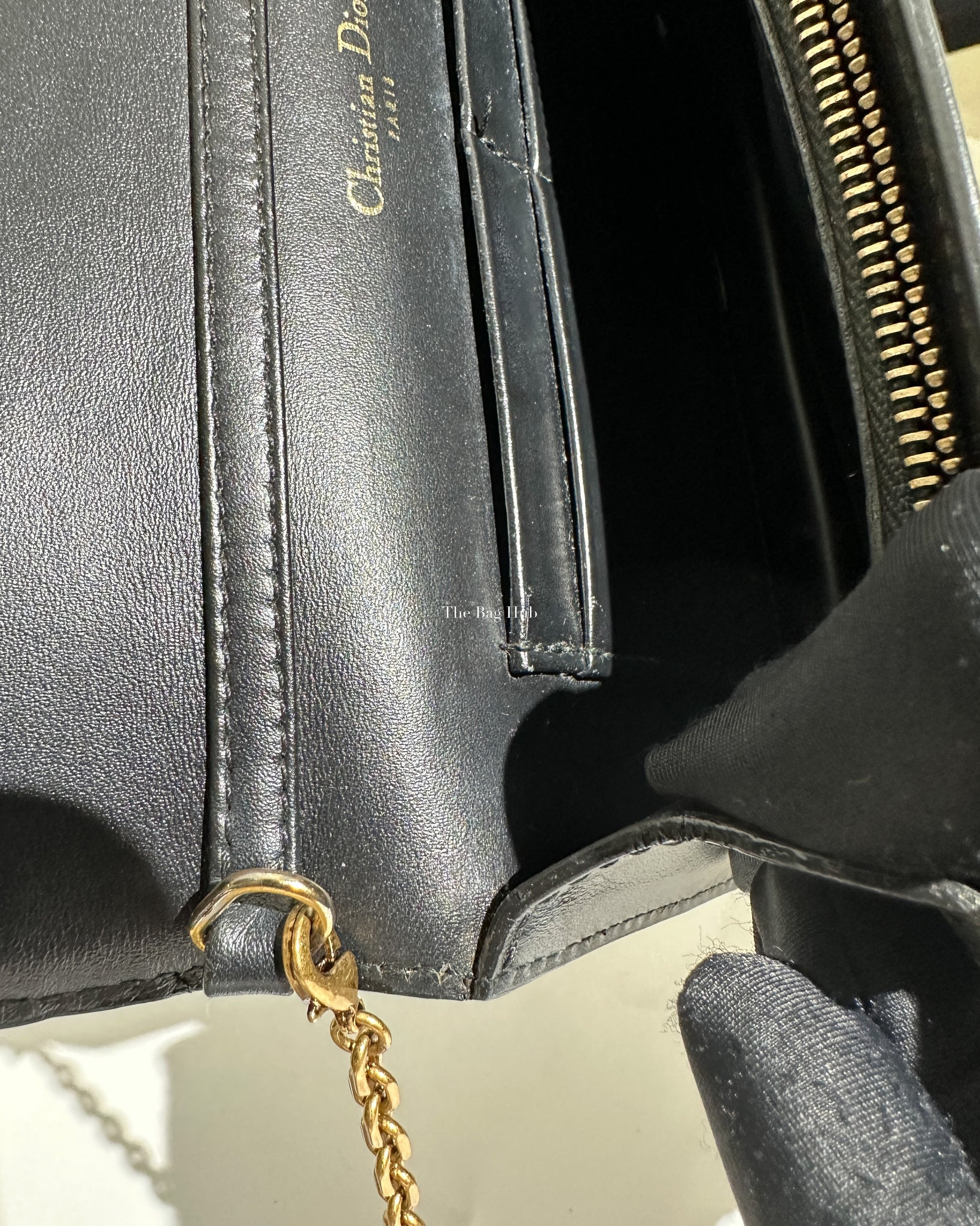 Dior Dark Grey Leather Studded Lady Dior WOC - 21