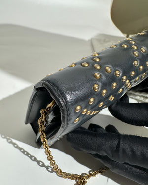 Dior Dark Grey Leather Studded Lady Dior WOC - 23