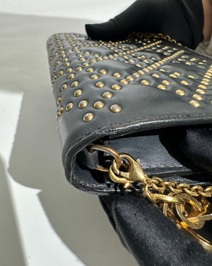 Dior Dark Grey Leather Studded Lady Dior WOC - 24