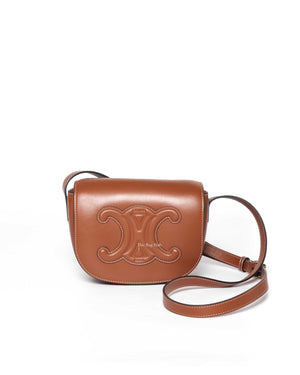 Celine Tan Smooth Calfskin Folco Cuir Triomphe Crossbody Bag-2