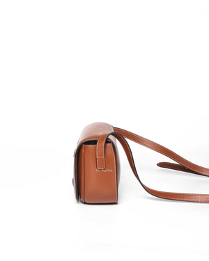 Celine Tan Smooth Calfskin Folco Cuir Triomphe Crossbody Bag-5