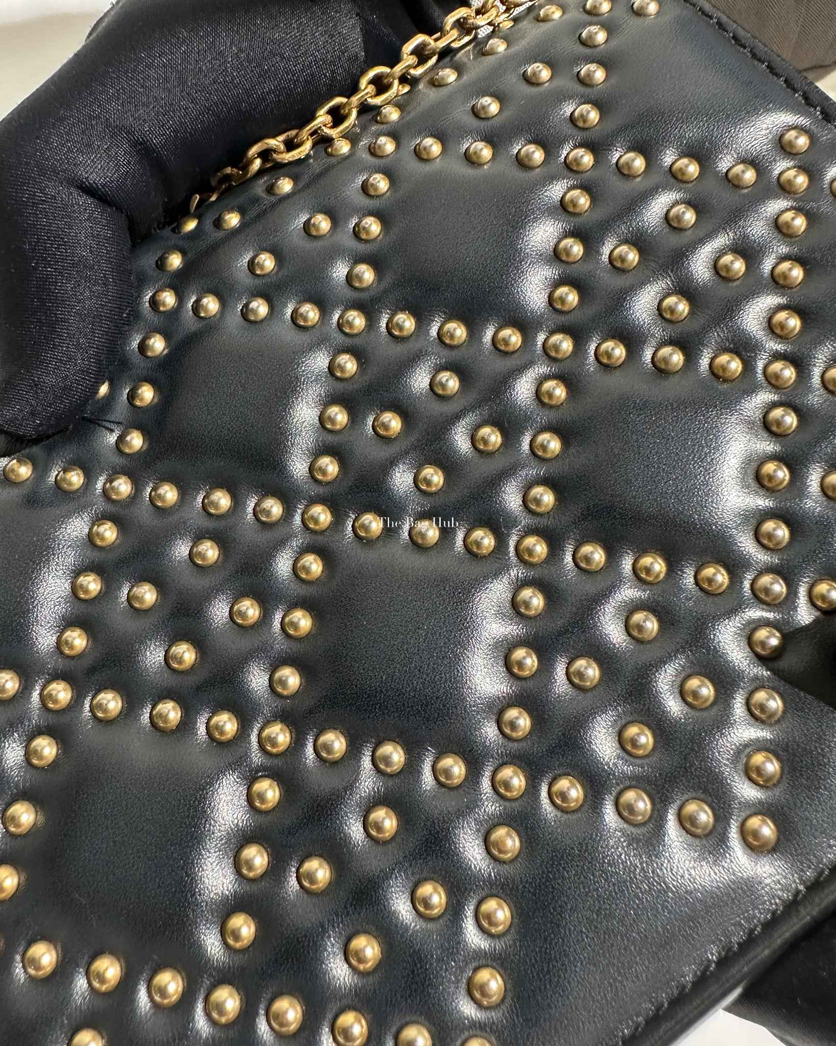 Dior Dark Grey Leather Studded Lady Dior WOC - 31