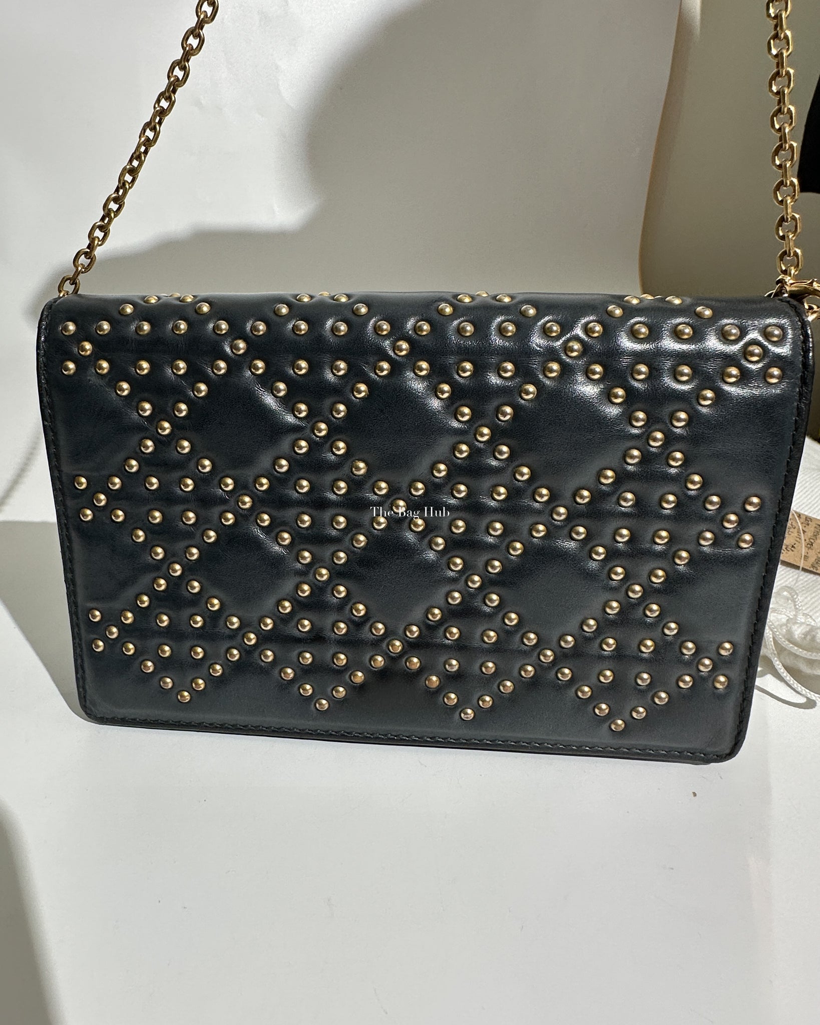 Dior Dark Grey Leather Studded Lady Dior WOC - 34