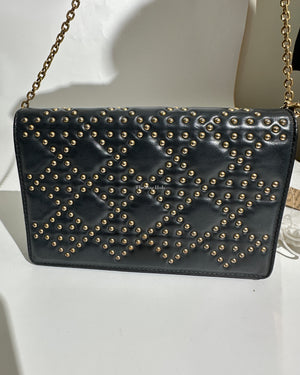Dior Dark Grey Leather Studded Lady Dior WOC - 34