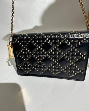 Dior Dark Grey Leather Studded Lady Dior WOC - 35