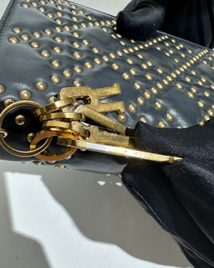 Dior Dark Grey Leather Studded Lady Dior WOC - 39