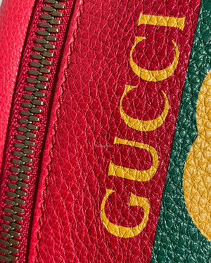 Gucci Red Grained Calfskin Retro Print Mini Belt Bag - 11