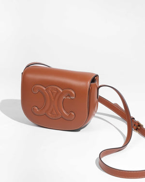 Celine Tan Smooth Calfskin Folco Cuir Triomphe Crossbody Bag-1