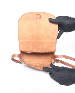 Celine Tan Smooth Calfskin Folco Cuir Triomphe Crossbody Bag-11