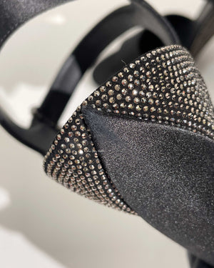 Salvatore Ferragamo Nero Fabric Aede Swarovski Sandals Size 36.5