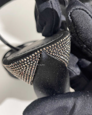 Salvatore Ferragamo Nero Fabric Aede Swarovski Sandals Size 36.5