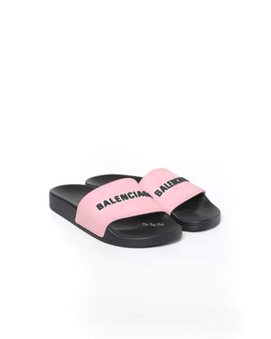 Balenciaga Black/Pink Rubber Women's Pool Slides Size 35-2